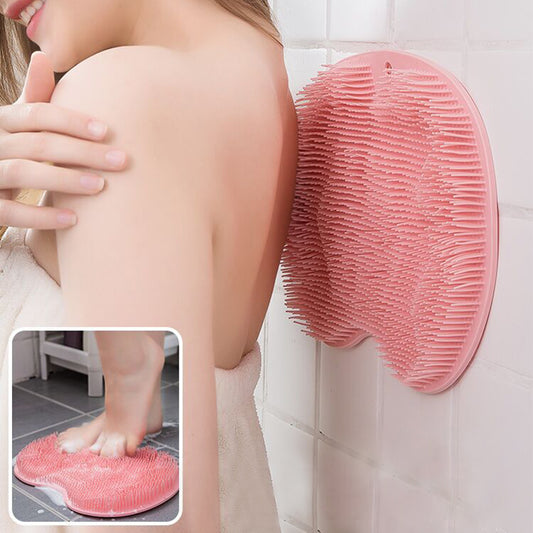 Foot & Back Scrubber Mat, Wall Stick Suction Silicone Bathroom Scrubber (random color)