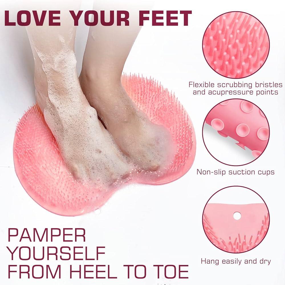 Foot & Back Scrubber Mat, Wall Stick Suction Silicone Bathroom Scrubber (random color)