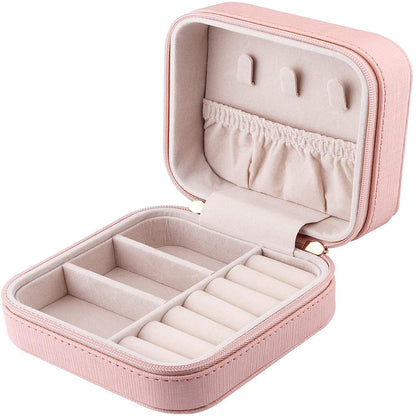 Portable Jewelry Organizer,Travel Leather Jewelry Case Box For Girls (Random Color)