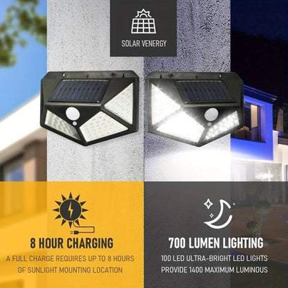Solar Charging Induction Wall Lamp 4 Sides Luminous With Motion Sensor