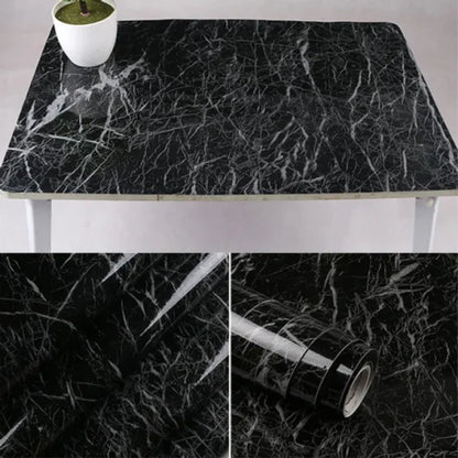 Self Adhesive Black Marble Sheet For Kitchen, Waterproof Anti Oil & Heat Resistant Wallpaper Sheet